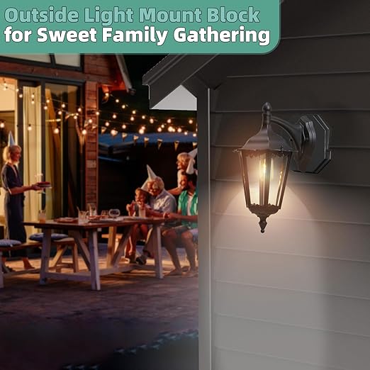 Qulity Vinyl Siding Mounting Blocks, Octagon Outdoor Light Mounting Block, 1/2 inch Lap Double and 4 inch Height Siding, Black 1 Pack