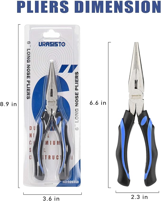 6-Inch Long Needle-Nose Side Cutting Pliers with Heavy Duty Nickel Chromium Steel Construction