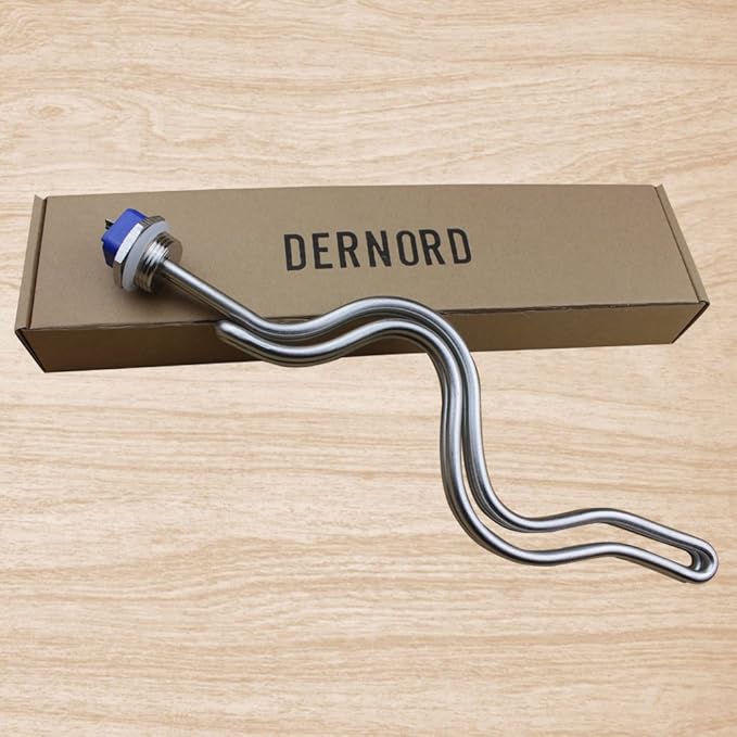 DERNORD 240V 4500W Immersion Ripple Foldback Brewing Water Tubular Heater Element with 1 Inch NPSM Thread White