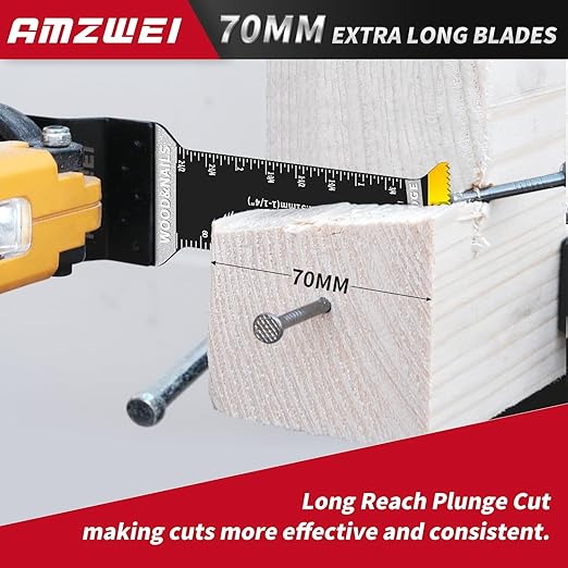 20 Pcs Extra Long Titanium Oscillating Tool Blades & Japanese Teeth, Curved Edge Multitool Blades for Metal, Wood, Plastic, Oscillating Saw Blades Compatible with Dewalt Bosch Milwaukee Ryobi