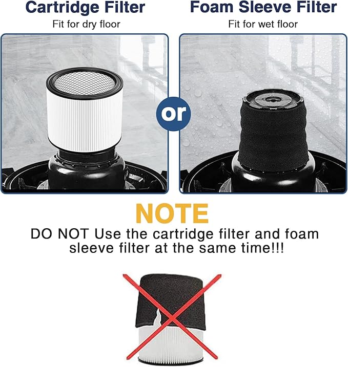Foam Sleeve Filter for Shop-Vac 90304 90350 90333 Replacement for Most Wet/Dry Vacuum Cleaners 5 Gallon and Above, Compare to Part No.90304, 90585 (2+8+2+1)