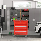 5-Drawer Rolling Tool Chest Toolbox, Rolling Tool Box with Wheels, Tool Chest with Keyed Locking System and Drawer Liners, Tool Box Organizer for Garage, Warehouse, Workshop(Red)