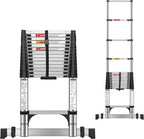 16.5 FT Stainless Steel Telescoping Ladders - One-Button Retraction Collapsible Extension Ladder for Home,RV,Attic,Lasts 375 LBS