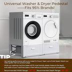 SKM 2-Pack 29" Washer & Dryer Pedestal Stand with Storage Drawer | Heavy-Duty Steel, 700LB Capacity | 14.3" Ergonomic Height, White