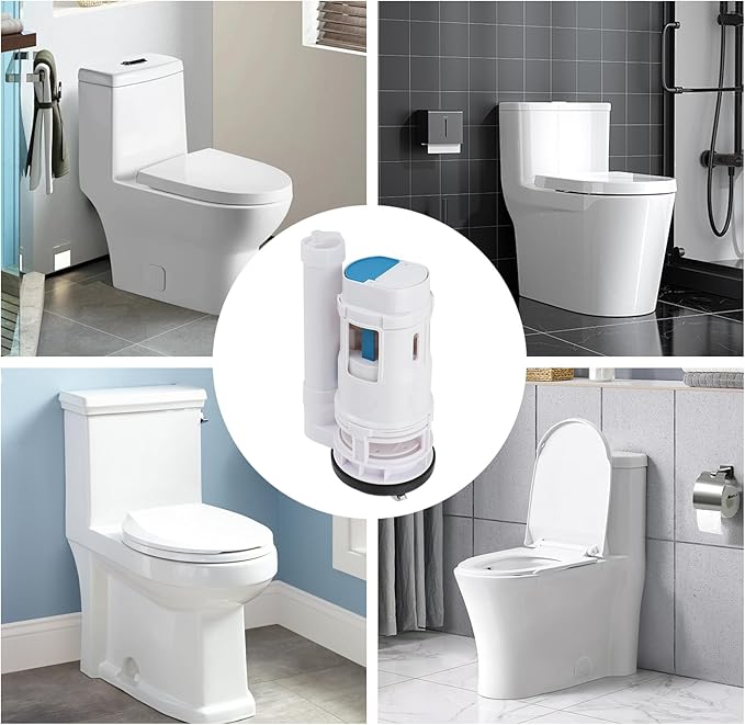 T Tulead Toilet Push Flush Valve Dual 185mm/7.28" Push Button Flush Valve, 2.5-Inch Diameter, for Toilet Tank Height: 7.48"-9.44" (Not for 3-Inch)