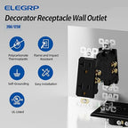 ELEGRP Glossy Black Decorator Electrical Wall Outlet Receptacle, 20A 125V Standard Outlets, 2 Pole 3 Wire, Non-Tamper Resistant, NEMA 5-20R, Self-Grounding Wall Outlet, UL Listed, 10 Pack