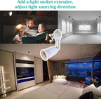 Borju Light Socket Extender [2-Pack], 4.5 Inch Extension, 360° Adjustable Socket, White