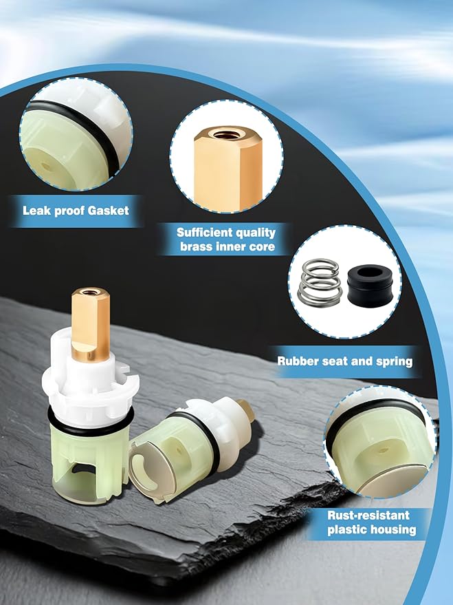 RP25513 Faucet Stem Repair Kit 2-Pack, with RP24096 Cartridge & RP4993 Seats Springs, for Delta 2-Handle Tub Shower Sink Faucet Replacement