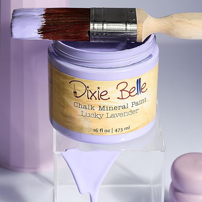 Dixie Belle Paint Company Chalk Finish Furniture Paint - Lucky Lavender (16oz) - Matte Pastel Purple Chic Chalk Mineral DIY Furniture Paint