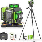 Huepar W03CG Laser Level 360 Self Leveling with 60" Tripod, 3x360° Bluetooth Laser Level with Electric Rotating Base ＆ Large LCD Screen, Laser Class: Class II (IEC/EN60825-1/2014), 1mW power output