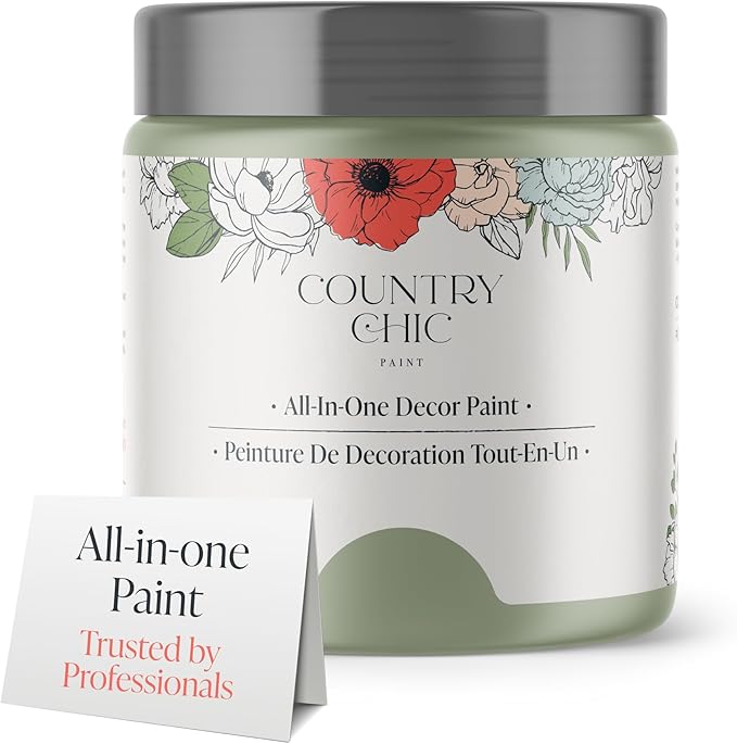 Country Chic All-in-One Chalk Paint for Furniture, Cabinets, Home Decor, Eco-Friendly, Matte Finish, Built-In Primer & Top Coat for Wood, Metal - Sage Advice (Sage Green) - Pint 16 oz (475 ml)