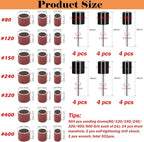 552 Pcs Sanding Drum Set, 504 Pcs 80 120 150 240 320 400 600 Grit Drum Sander Sleeves and 24 Pcs Drum Mandrels,2 Pcs Self-Tightening Drill Chuck and Combination Wrench for Rotary Tool