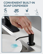 FORIOUS Black Kitchen Faucet with Soap Dispenser, Stainless Steel Single Handle Modern Spring Commercial Sink Faucet with Pull Down Sprayer for Laundry & Utility Room RV Camp Bar Farmhouse