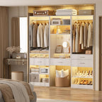 Unikito 75” Modular Closet System, Freestanding Closet Organizer with Hanging Rods and Drawers, Adjustable Clothes Garment Rack with Shoe Rack, Sturdy Walk in Closet Set for Bedroom, Mudroom, White