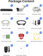 ZOSI 16CH 4K PoE Security Camera System,8pcs 4K C186 Aurora Lux Outdoor PoE Cameras with True Full Color Night Vision,Person Vehicle Detection,2 Way Audio,8MP 16CH NVR with 4TB HDD for 24/7 Recording