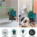 Takamine 16 Lines Green Laser Level Pro, 4x360° 4D Green Cross Line Professional for Construction, Two 360° Vertical and Two 360° Horizontal Laser Level Pulse Mode and Remote Controller