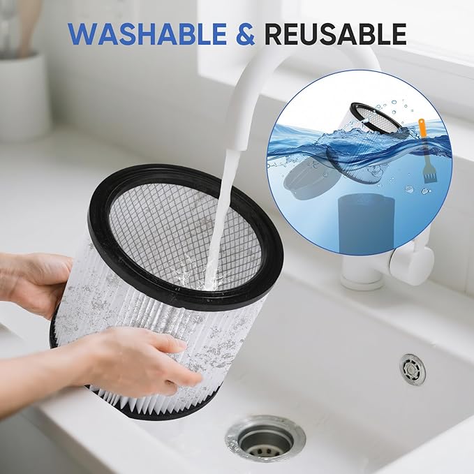 Replacement Cartridge Filter Compatible with Shop Vac Filter 90304 90350 90333 90344 90585,Fits Most 5 Gallon and Above Wet/Dry Vacuum Cleaners(1+1+2+1)