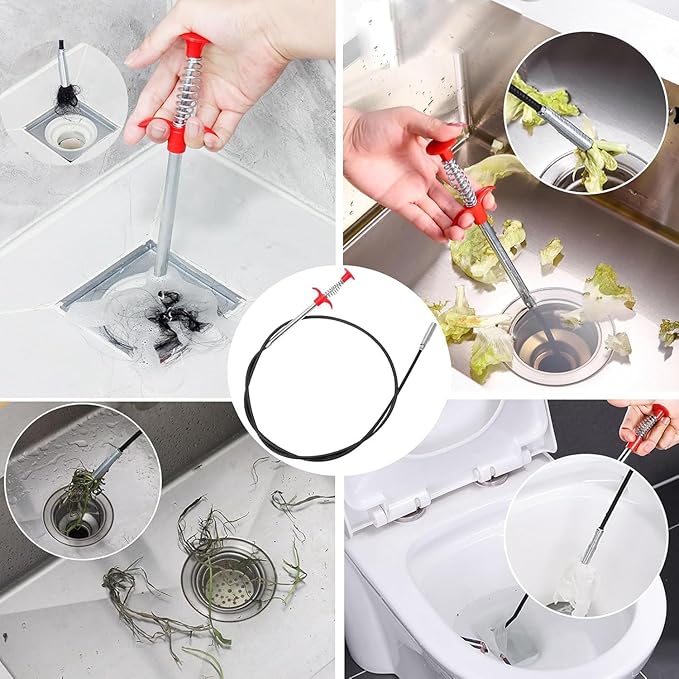 Drain Snake Hair Drain Clog Remover, 33 InchFlexible Claw Grabber Tool，Shower Snake Sink Unclogger Tool