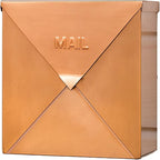 NACH Chicago Copper Extra Large Mailbox, Rust Resistant Large Mailboxes for Outside Wall Mount, Large Metal Mailbox, Wall Mount Mailbox, Extra Large Capacity Mailbox, 12 x 12 x 4.8 inches, MB-6301CP
