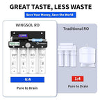 WINGSOL Reverse Osmosis Water Filter, 0 TDS UV Space-Saving Tankless RO System, 10-Layer Filtration Under Sink, NSF/ANSI 42&53&58 Certified, Easy-Change Filter, Plug-in Required