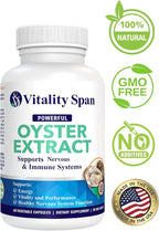 Oyster Extract - Pure, Highly Concentrated Supplement for Men & Women – Supports Energy & Immune Boost; Zinc, Taurine, Amino Acids, and Vitamins, 500 mg, 60 Veg Capsules, Made in USA