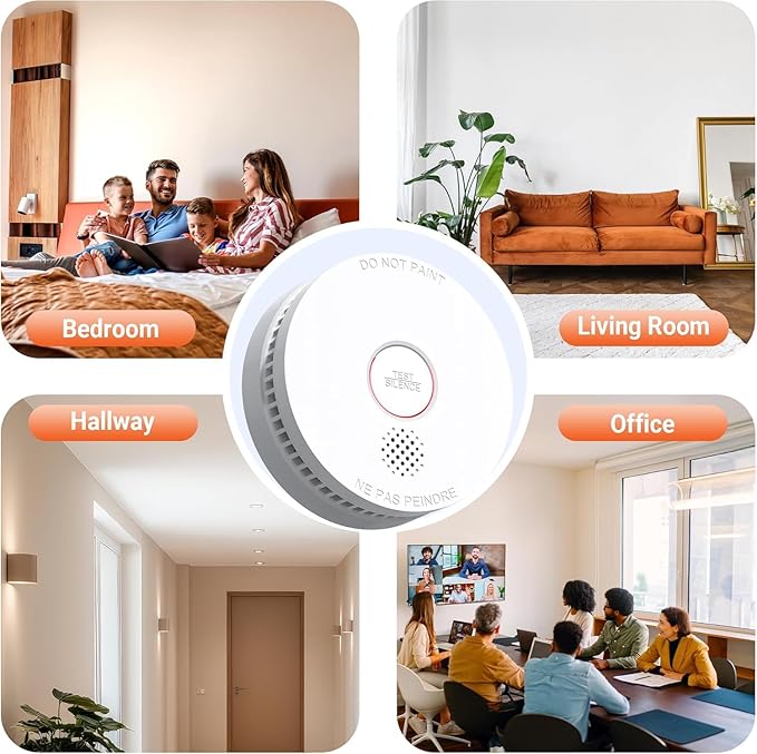 Jemay Smoke Detector Fire Alarms 9V Battery Operated with Photoelectric Sensor & Silence Button,10 Year Product Life Smoke Alarm Fire Detectors Easy to Install, 8 Packs