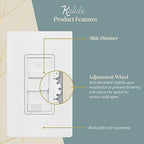 TOPGREENER Kalide 0-10V Dimmer Light Switch, LED Dimmer Switch, Low Voltage Dimmer, 3-Way or Single Pole, 120VAC 60Hz, 120VAC 10A/ 277VAC 5A LED, TGSDS-010-W, White