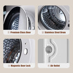 Auertech 1.5 Cu.Ft Portable Clothes Dryer, 850 W Front Load Electric Dryer Machine with Stainless Steel Drum, Simple Control Knob, Compact Tumble Dryer for Laundry Apartment, Dorm, RV, White