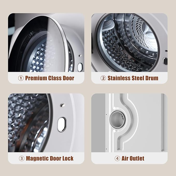 Auertech Portable Washer and Dryer Combo Set, 12 lbs Portable Clothes Dryers, 6 Drying Modes, 25 lbs Fully Automatic Washing Machine, 10 Wash Cycles, Compact Washer and Dryer for Apartment, RV, Dorm