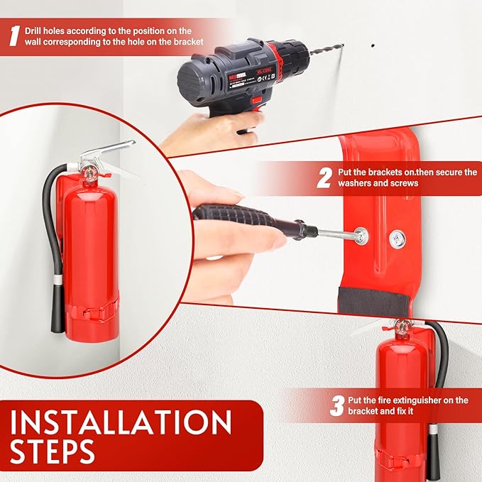 4Pack 2.5LB Fire Extinguisher Mount,fire Extinguisher Bracket for Vehicle,Car, Boat, Truck,Home,fire Extinguisher Holder Wall Mount,fire Extinguisher Hanger (Red)