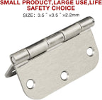 100 Pack Interior Door Hinges Brushed Nickel 3.5 inch x 3 1/2" 5/8" Round Residential Bi-fold Bedroom Standard Hinge for Wood Single/Double Bedroom Doors Silver House Hardware Kit Controls 3 ½"