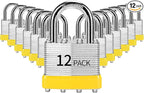 Padlocks Keyed Alike, Pack of 12, Laminated Steel Keyed Lock (1-9/16", 40mm), Padlocks with Same Key, Normal Shackle, for Toolbox, Locker & StorageUnit or More