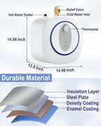Electric Mini Tank Water Heater, 4-Gallon Instant Hot Water Heater, 120V 1440W, Rapid Heating, Easy to Install, Under Sink, Floor Mounted, Kitchen, Bathroom and RV
