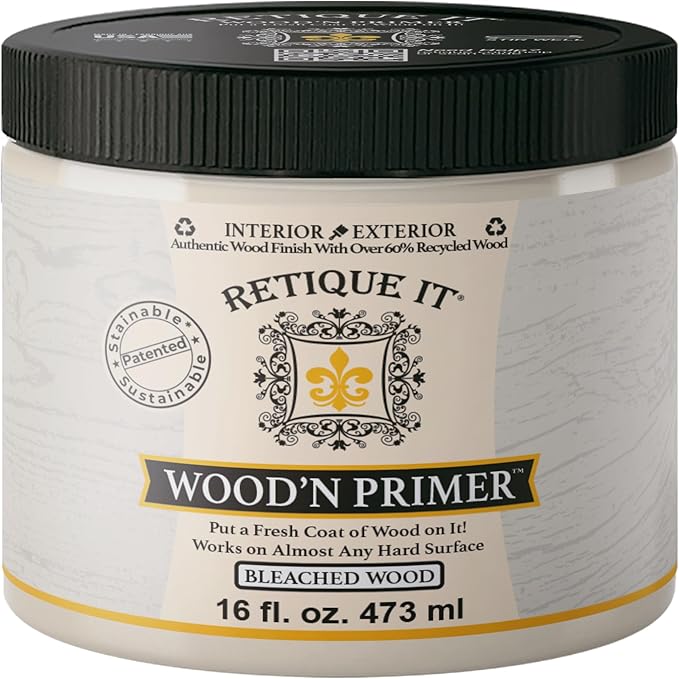 Retique It Wood'n Primer - Paint it then stain it - Stainable Wood Fiber Paint (Bleached Wood, Medium)