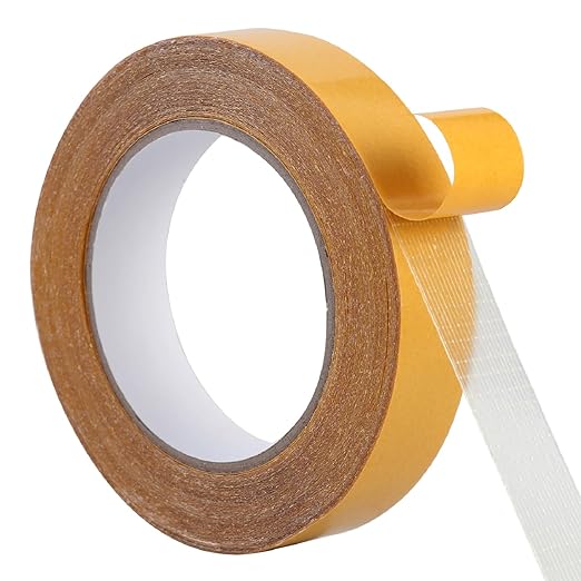 QDiShi Double Sided Heavy Duty Mounting Tape, Universal High Tack Strong Wall Adhesive with Fiberglass Mesh, Multipurpose Tape, High Stickiness Strong Thin Fabric Carpet Tape (1in x 33ft)