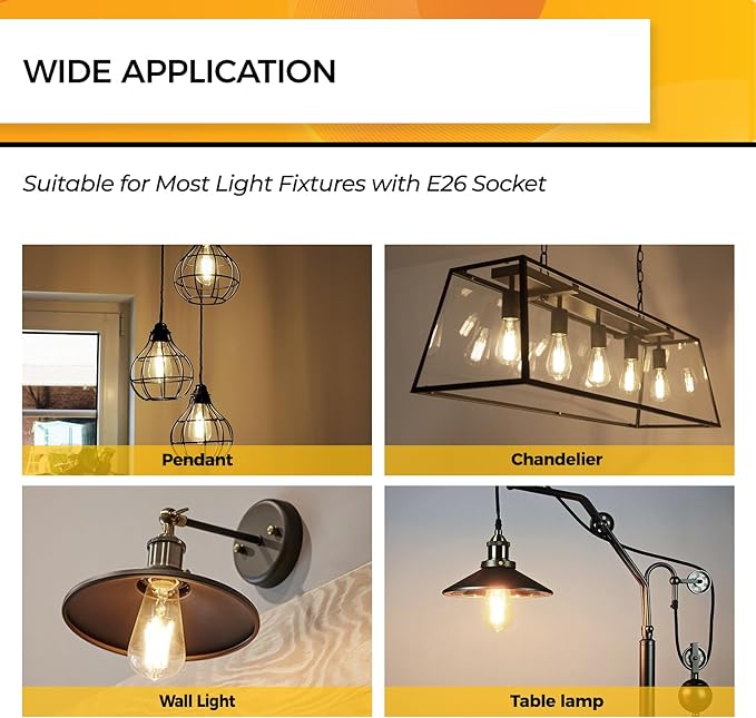 Hizashi LED Edison Bulbs, 6W, Equivalent 60W, Dimmable E26 LED Bulb, 3000K Soft White, 90+ CRI 700 Lumens, ST19 Vintage Light Bulbs, Clear Glass, Pack of 3