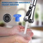 Hibbent Pull Down Kitchen Faucet Head Replacement, NSF/ANSI/CAN 61 & CUPC Certified 3-Function Sink Spray Nozzle with 15 Adapters Compatible with Moen, Delta, Kohler Faucets, Chrome