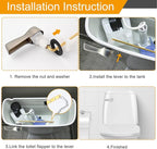 Hibbent Universal Metal Front Mount Toilet Handle Replacement Kit, Brass Toilet Flush Tank Lever with Stainless Steel Flapper Chains for Most Toilets, Brushed Nickel Finish