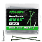 Wood Screws 5 Inch, FIXLINK Deck Screws #10 x 5, 50 PCS, Epoxy Coated, T25 Star Bit Above 1500 Hour Salt Spray Coating Outdoor Decking Screws Excellent Rust Resistant for Wood Fence, Green
