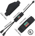 Black 2 Way Extension Cord with On/Off LED Switch, Fiabtool 3 Prong Extension Cord Splitter, Heavy Duty Plug Splitter, SJTW 18AWG 10A/125V, Indoor Use (6.56 Ft, Black)