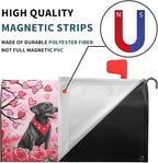 Kawani Valentine's Day Magnetic Mailbox Covers Pink Rose Heart and Dog Mailbox Covers Magnetic Standard Size 25.5x21 Inch Holiday Post Letter Box Cover for Anniversary Wedding Garden Yard Decor
