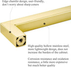 Gold Handles for Kitchen Cabinets 10 Pack, 12-3/5 Inch Hole Center Stainless Steel Square Cabinet Pulls Brushed Gold Cabinet Handles Drawer Handles Dresser Hardware