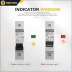 DC Circuit Breaker 6 Amp Solar Panel Disconnect Switch 12V-500V 1 Pole Miniature Solar Circuit Breaker for Outdoor PV Homes Battery, AC 110V DIN Rail MCB