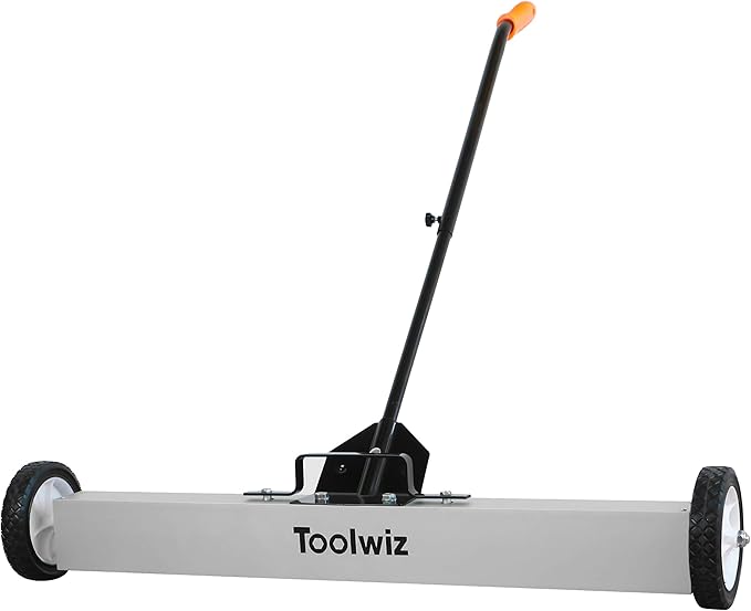 Toolwiz 36'' Magnetic Sweeper with Wheels, 50 Lbs Capacity Rolling Magnetic Floor Sweeper with Telescoping Holder and Quick Release Latch Industrial Heavy Duty Metal Pick Up 18/24/36 Inches