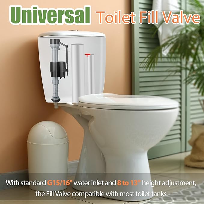 Saillong 2 Pack Toilet Fill Valve Replacement, Height Adjustable Universal Toilet Tank Flusher Replacement Kit, Leak-Proof Easy Install Fill Valve Repair Kit