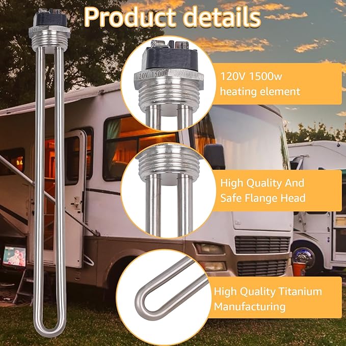 520900 RV Water Heater Element Kit, Compatible with Suburban RV SW Series Electric Water Heater Replacement Part 520789 232794 Heating Element, Screw-In Type With Wrench Socket and Tape
