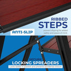 Step Ladder 2 Step Folding, Decorative - Beautiful Mahogany & Black Aluminum, Ultra Slim Profile, Anti Slip Steps, Sturdy-Portable for Home, Office, Kitchen, Photography Use,by SORFEY