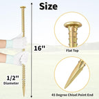 16 Inch Rebar Stakes (20 Pack) 1/2 Inch Diameter Galvanized Steel Ground Anchors Heavy Duty Anchoring Spikes for Speed Bump, Parking Curb and Tent