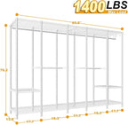 Ulif H50 Extra Large Clothes Rack, Heavy Duty Garment Rack, Freestanding Portable Closet, Clothing Racks for Hanging Clothes, Wardrobe Closet 89.8'' W x 15.8" D x 76.4" H, Max Load 1400 Lbs, White