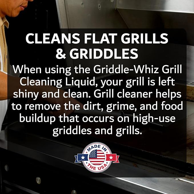 Griddle-Whiz 3 Piece Griddle Cleaning Kit | Liquid Grill Cleaner w/Griddle Scraper & Scrubber Pad for Flat Top Grills | For Blackstone Accessories by FryOilSaver (32oz Bottles)